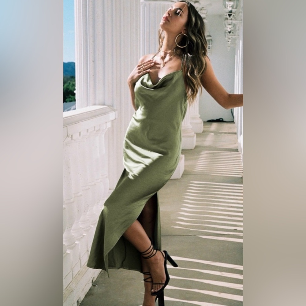 Princess Polly Sage Green Maxi Dress